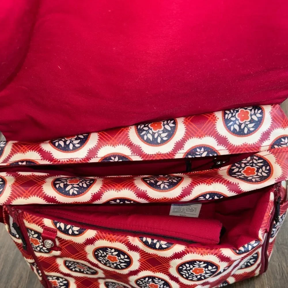 Petunia Pickle Bottom Boxy Backpack Diaper Bag - Vibrant Red Pattern